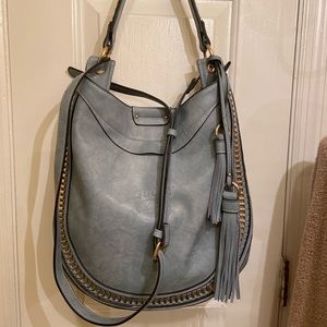 Faux Leather/Blue/Gray